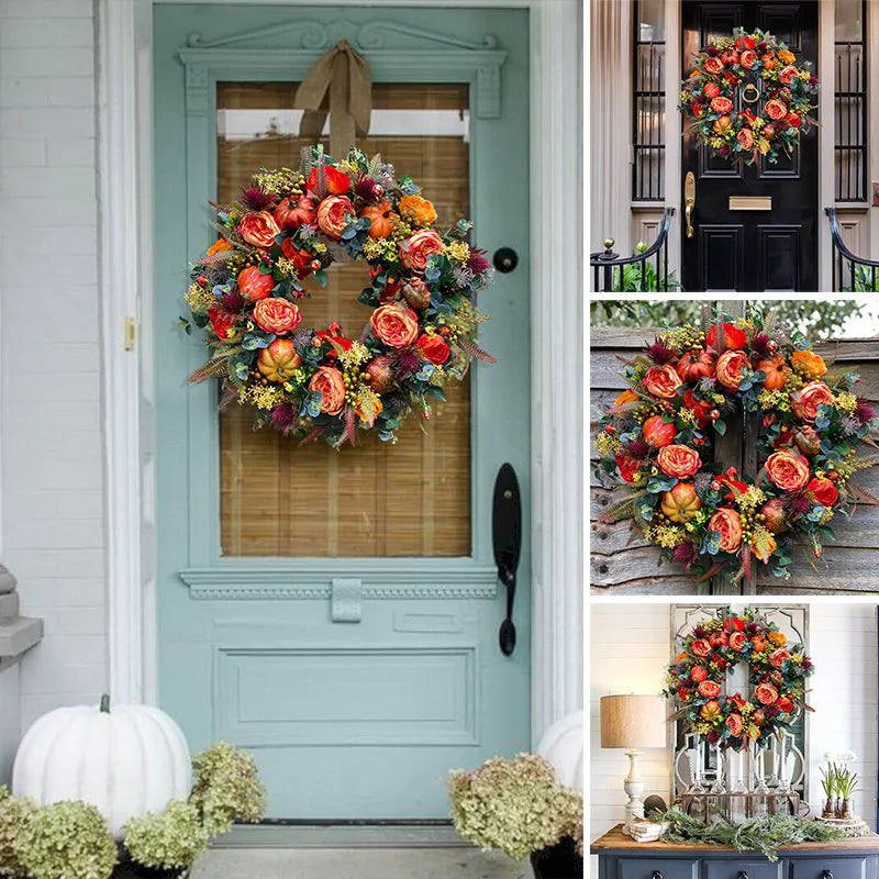 Autumn Pumpkin & Rattan Wreath | Welcoming Entryway