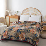 Coperta in cotone con fiori, copriletto, trapunta rinfrescante