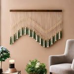 Tenture murale macramé avec bâton en bois