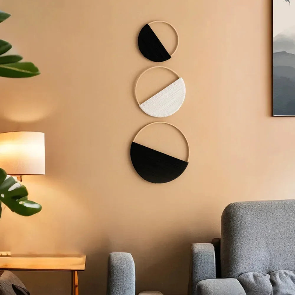 Tenture murale macramé avec bâton en bois