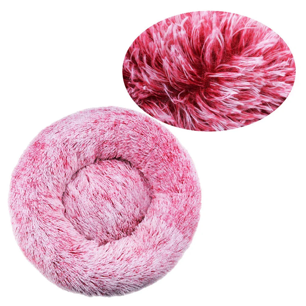 Rundes Hundebett Winterwarm Katzenbett Plüschkorb für Hunde, waschbares Haustierbett für kleine, mittlere und große Hunde, Sofa für Katzen