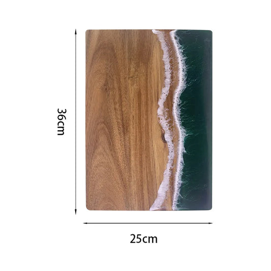 Wave Resin Acacia Wood Cutting Board | Ocean-Style Charcuterie & Chopping Board