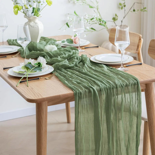 Chemin de table en coton mousseline