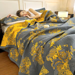 Trapunta WASART in mussola di cotone puro a dodici strati, coperta da divano con stampa floreale bohemien, copriletto estivo di lusso sottile per letto matrimoniale king size