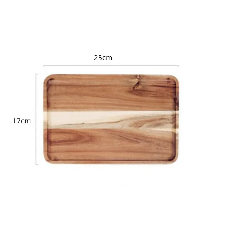 Natural Wooden Coffee Tray - Rectangular Serving Plate