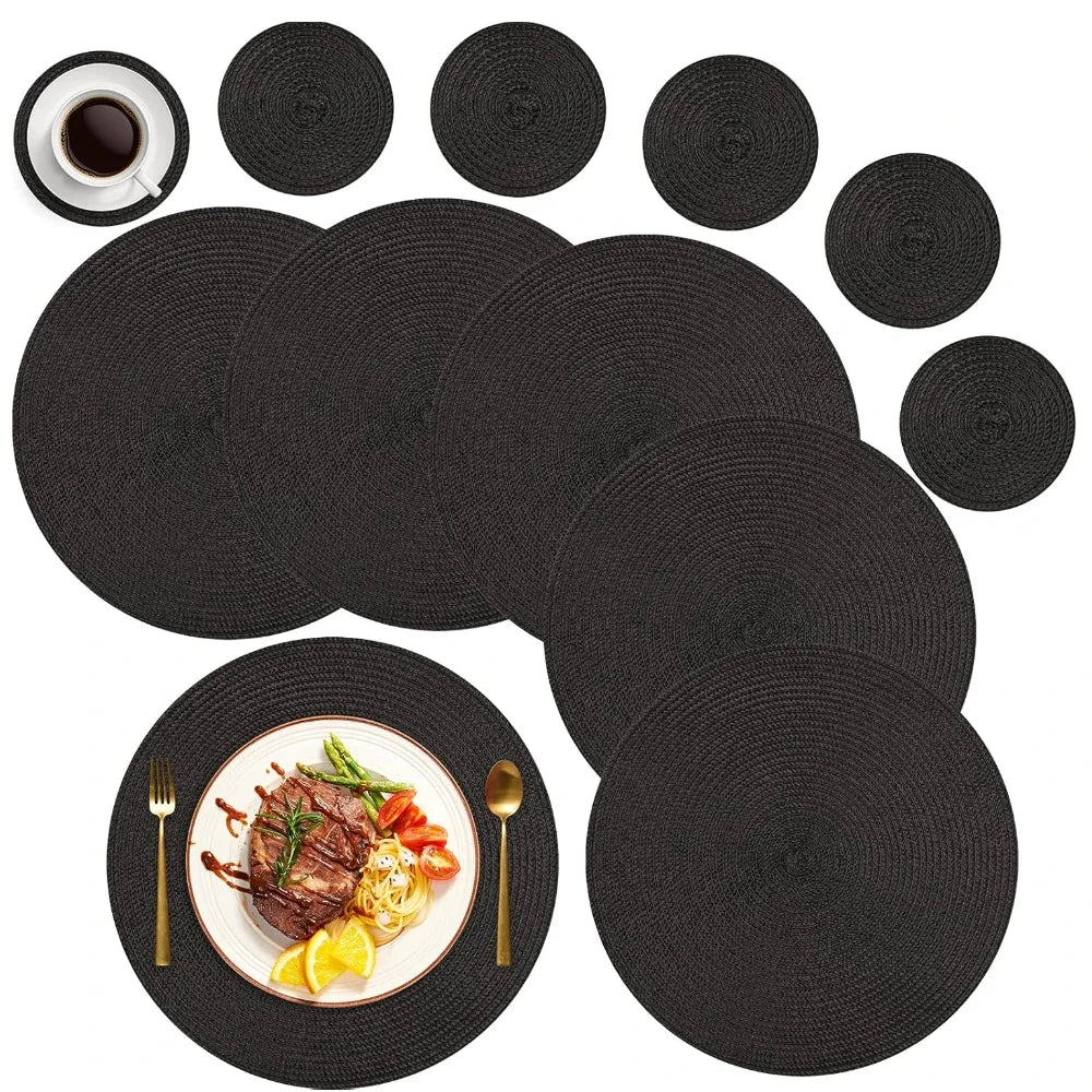 Sets de table tissés en tissu (lot de 6 pièces)