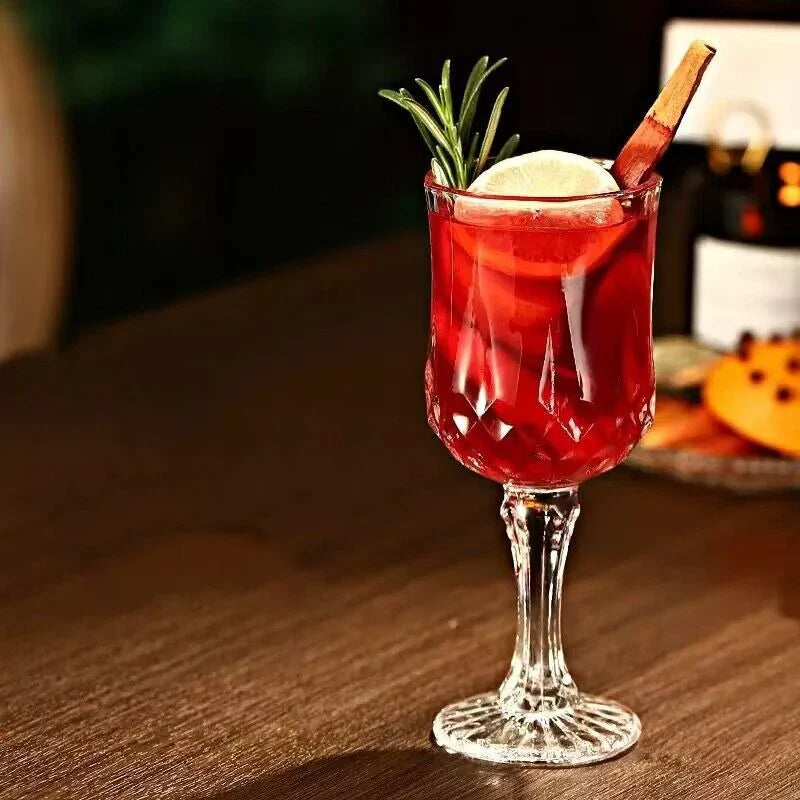 Vintage křišťálový pohár na destiláty, koktejly a víno s rytým motivem, sklenice na whisky, džus, pivní džbánek, nápojové nádobí do domácího baru