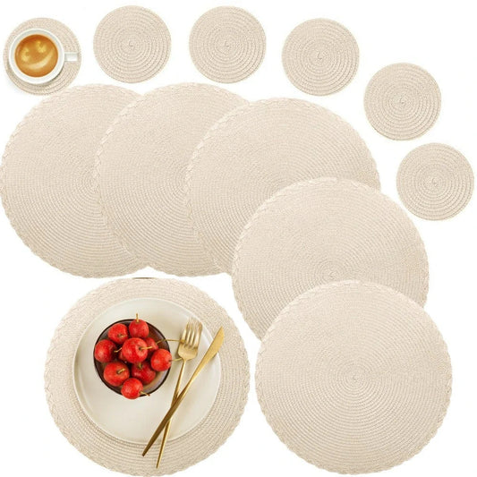 Sets de table tissés en tissu (lot de 6 pièces)