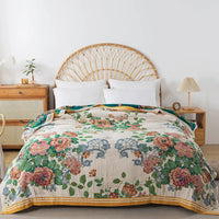 Flowers Cotton Blanket Bedspread Cooling Quilt