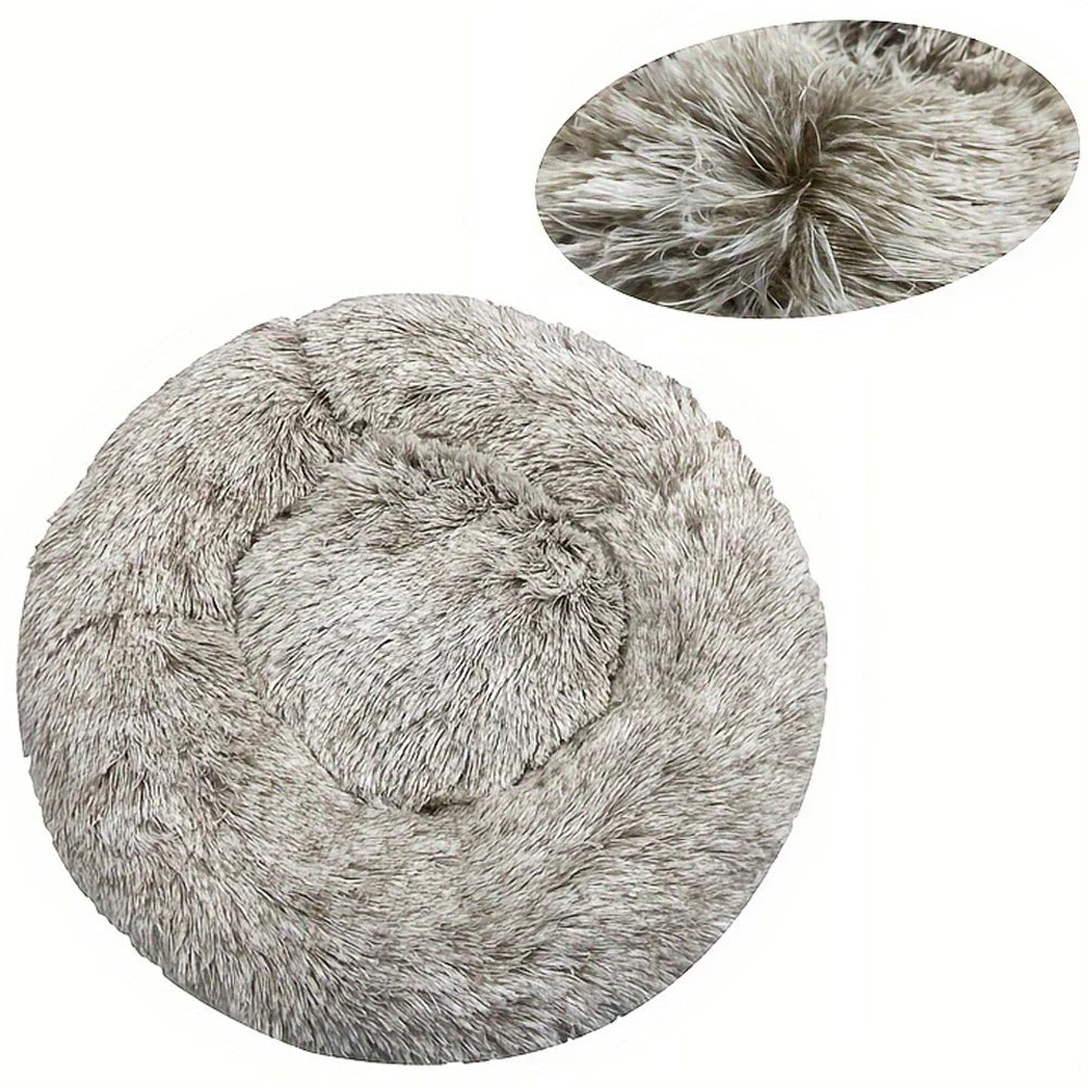 Rundes Hundebett Winterwarm Katzenbett Plüschkorb für Hunde, waschbares Haustierbett für kleine, mittlere und große Hunde, Sofa für Katzen