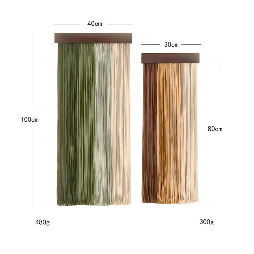 Tenture murale macramé avec bâton en bois