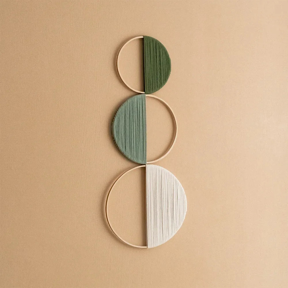 Tenture murale macramé avec bâton en bois