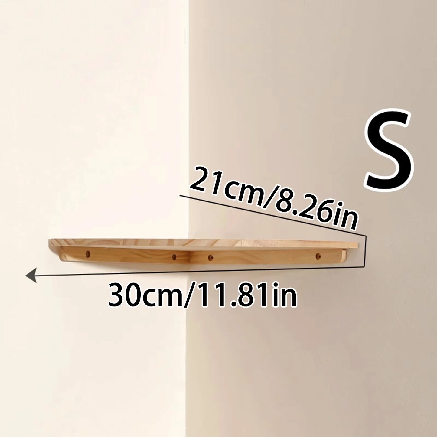 Wall Corner Shelves Wood Floating Wall Shelf Round End Wall Mounted Floating Corner Shelf for Bedroom Living Room and Kitchen