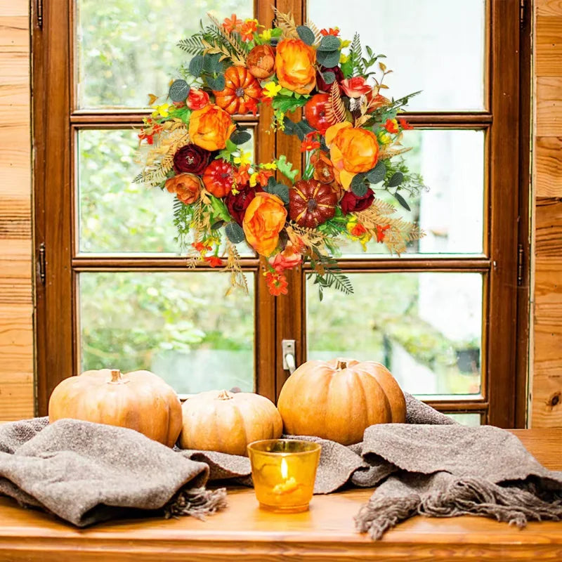 Autumn Pumpkin & Rattan Wreath | Welcoming Entryway