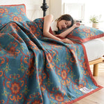 Trapunta WASART in mussola di cotone puro a dodici strati, coperta da divano con stampa floreale bohemien, copriletto estivo di lusso sottile per letto matrimoniale king size