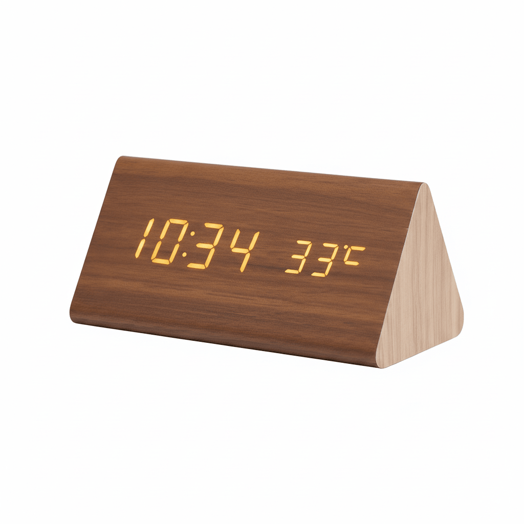 Orologio in legno con display attivato dalla voce a LED