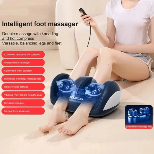 Super grand masseur électrique pieds et jambes, massage shiatsu profond, rouleau chauffant, soin relaxant pour mollets, outil de soin anti-stress