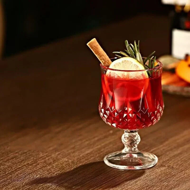 Vintage křišťálový pohár na destiláty, koktejly a víno s rytým motivem, sklenice na whisky, džus, pivní džbánek, nápojové nádobí do domácího baru