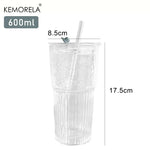 Gestreifter Glas Trinkbecher (600ml)  