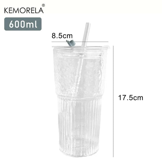 Striped Glass Drinking Cup (600ml)