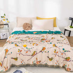 Coperta in cotone con fiori, copriletto, trapunta rinfrescante