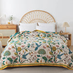 Coperta in cotone con fiori, copriletto, trapunta rinfrescante