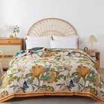 Coperta in cotone con fiori, copriletto, trapunta rinfrescante