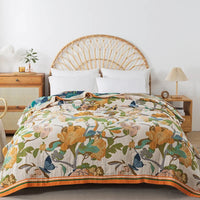 Flowers Cotton Blanket Bedspread Cooling Quilt