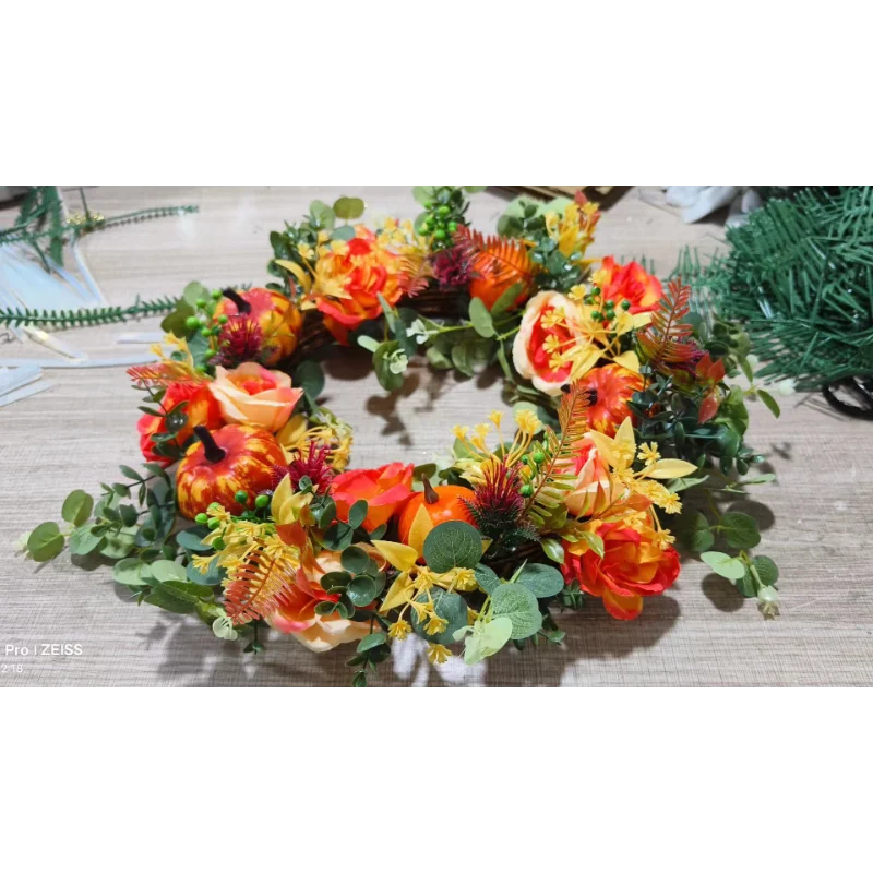 Autumn Pumpkin & Rattan Wreath | Welcoming Entryway