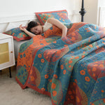 Trapunta WASART in mussola di cotone puro a dodici strati, coperta da divano con stampa floreale bohemien, copriletto estivo di lusso sottile per letto matrimoniale king size