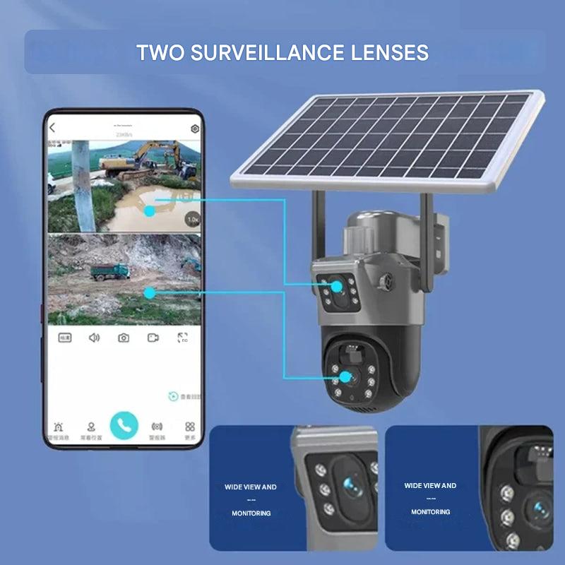 Dual-Lens Solar Security Camera for Total Coverage