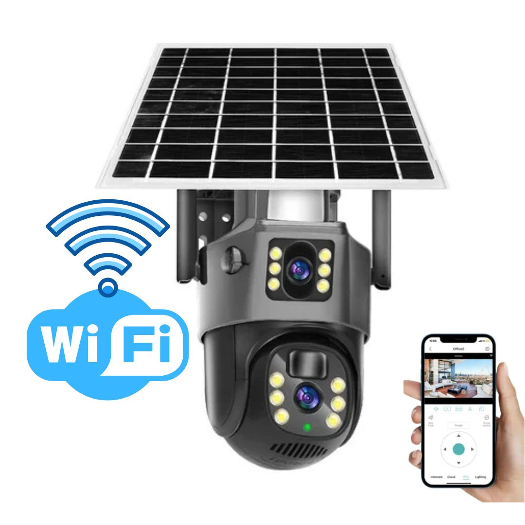 Dual-Lens Solar Security Camera for Total Coverage