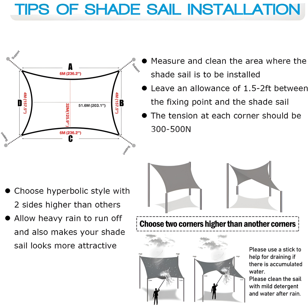 Rectangular Waterproof Sun Shade for All-Weather Comfort