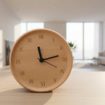 Solid Beech Wood Alarm Clock with Analog Movement and Silent Mechanism