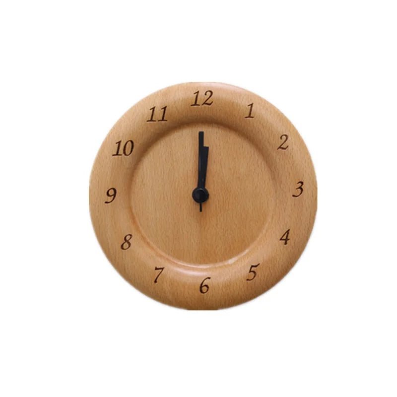 Solid Beech Wood Alarm Clock with Analog Movement and Silent Mechanism