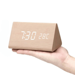 Natural Wood LED Alarm Clock – Warms Your Bedside