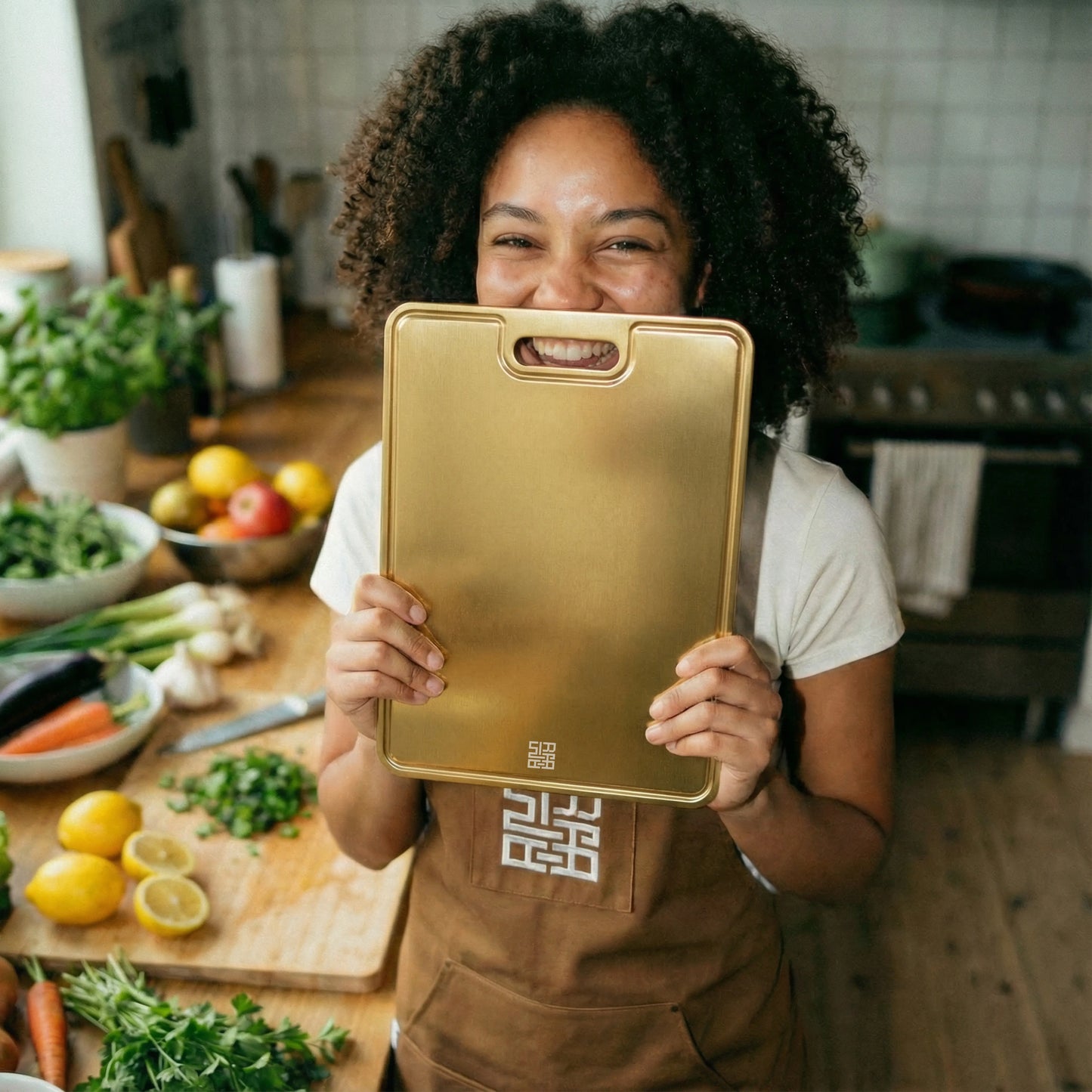 Gold Titanium Cutting Board For Elegant Prep
