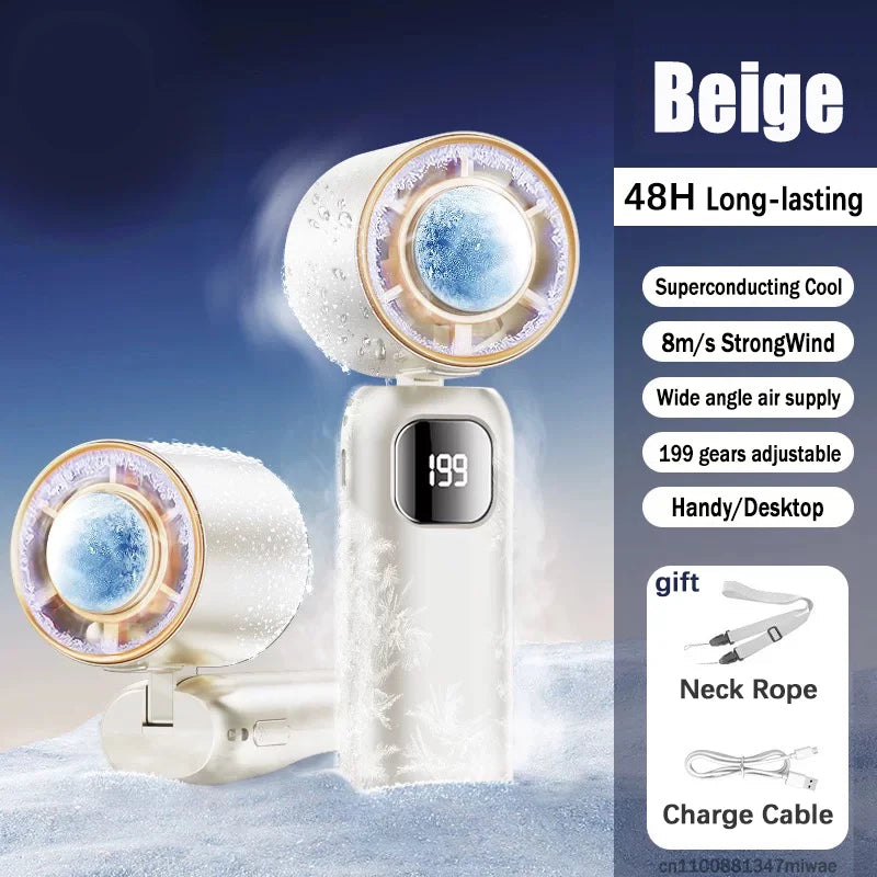 Turbo Handheld Fan With Instant Ice Cooling