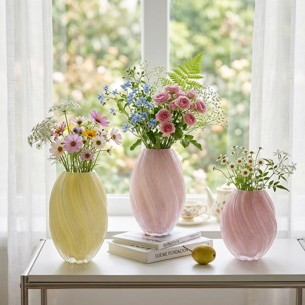Ribbed Glass Malt Vase For Sculptural Light