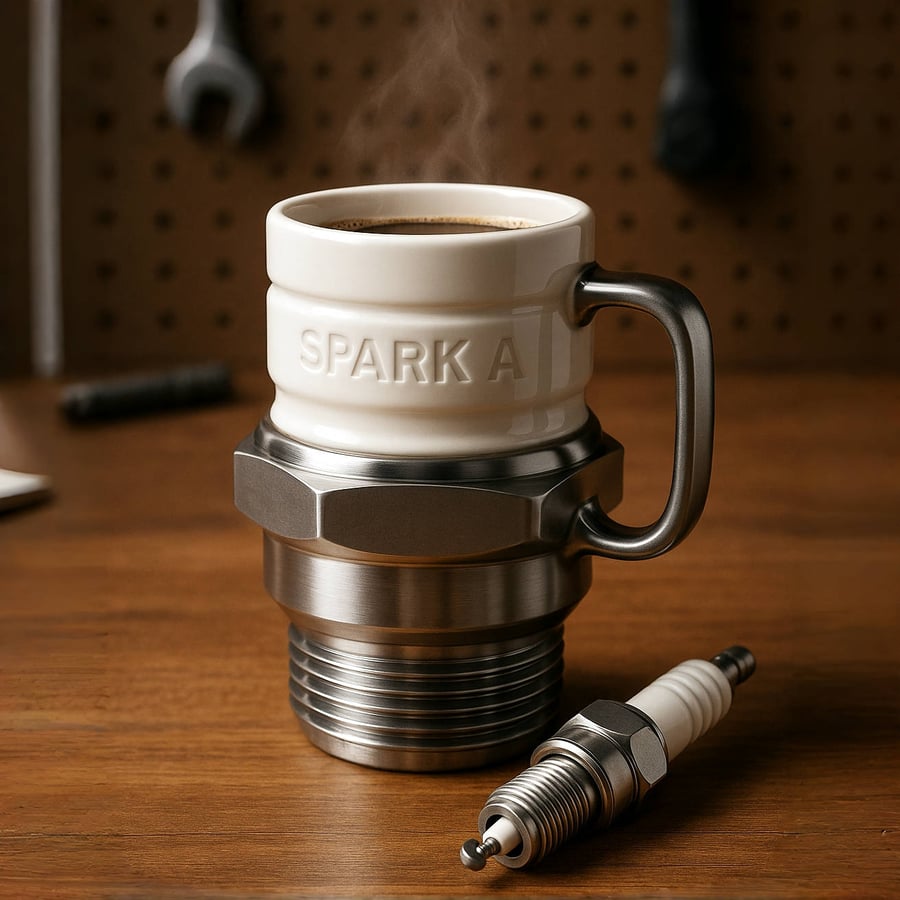 Tazza candela con carattere automobilistico