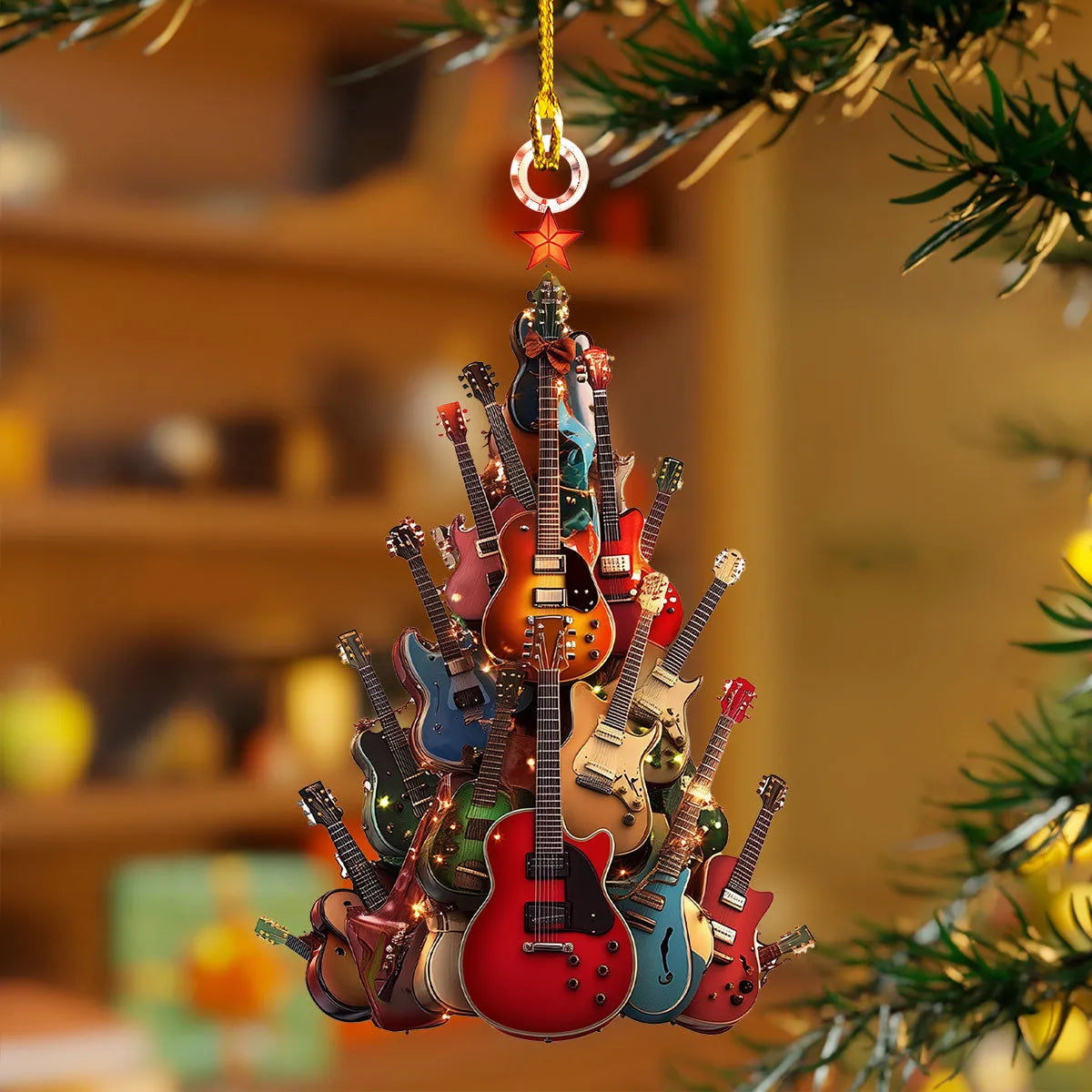 Addobbo natalizio a forma di chitarra con carattere musicale