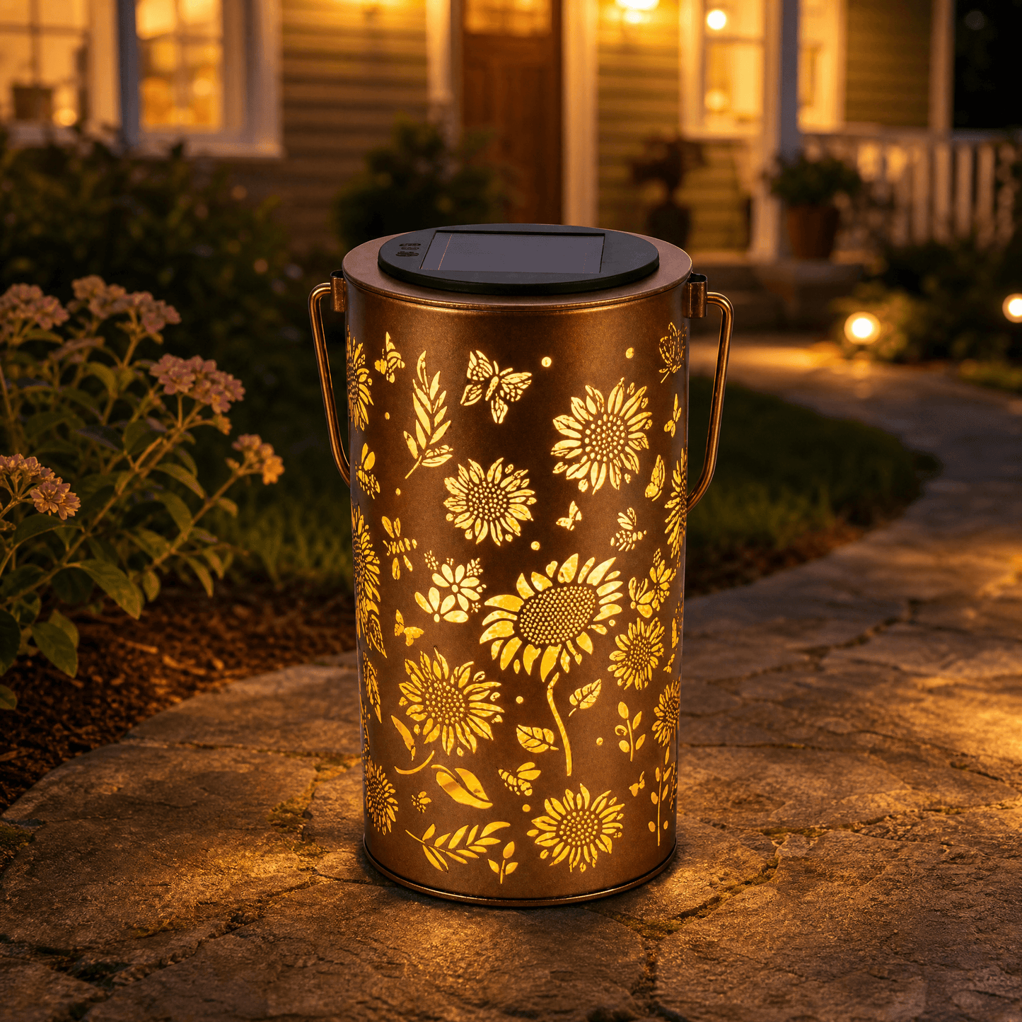 Solar Sunflower Lantern for Garden Glow