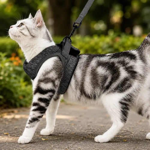 Arnés para gato sin tirones para paseos seguros