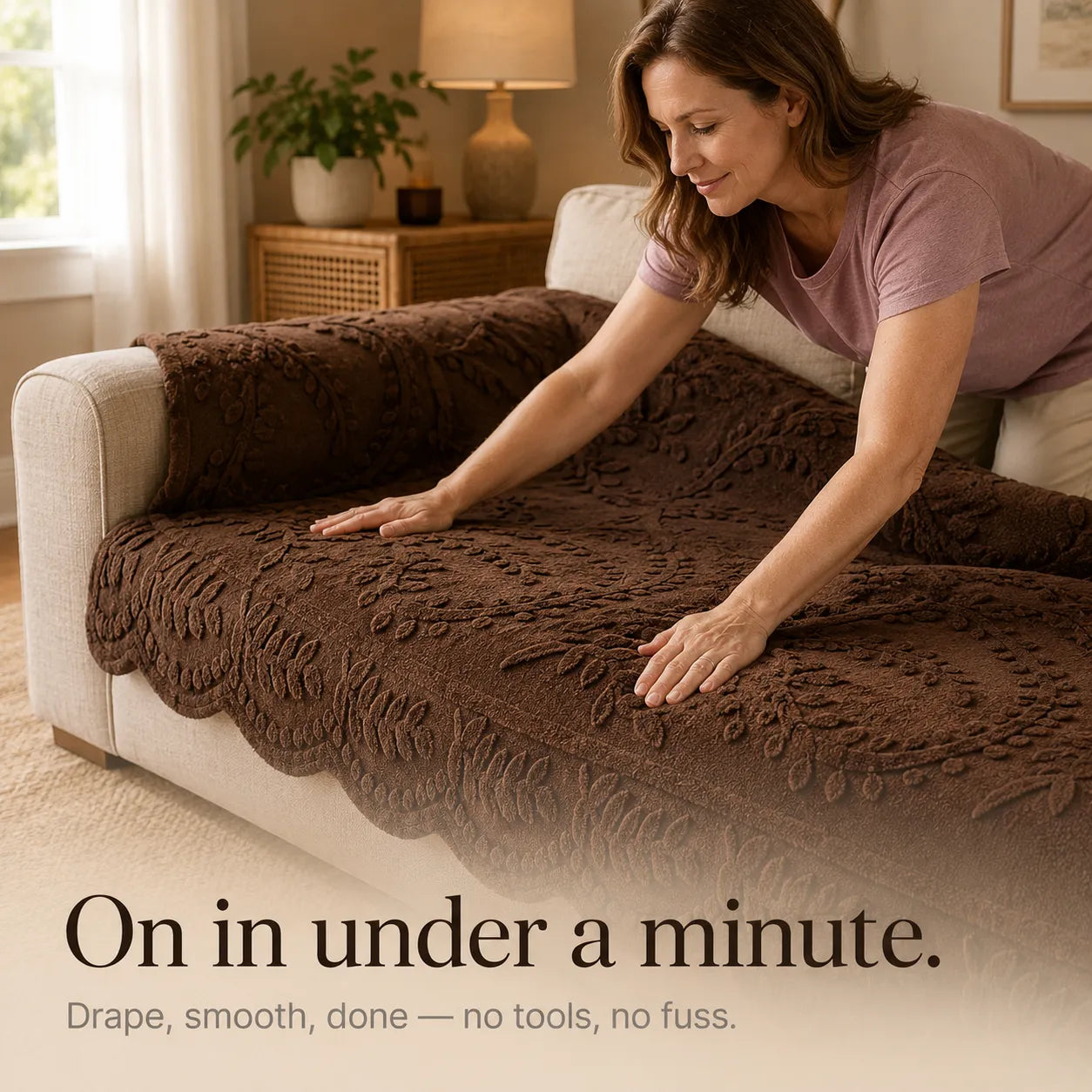Botanical Plush Sofa Cover For Artful Protection