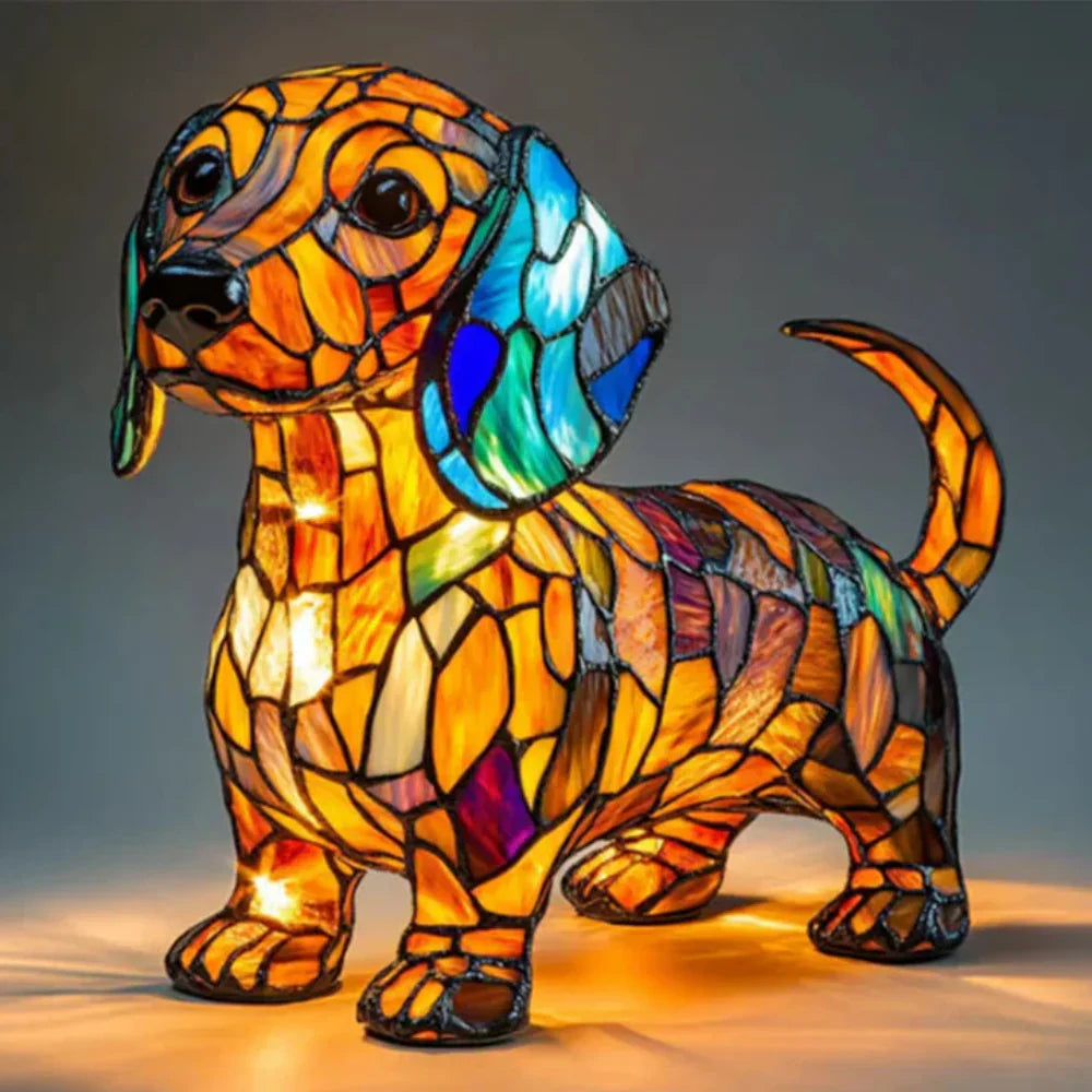 Lampada da tavolo in vetro colorato con motivo animale luce notturna decorativa