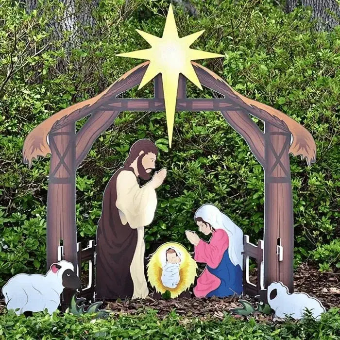 Outdoor Nativity Silhouette For A Serene Christmas Patio