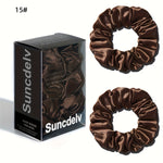 2pcs High Quality 100% Silk Hair Scrunchies | Solid Color Minimalist Big Hairbands, 3.5CM Width, 22Momme, Valentine'S Day Gift, SUNCDELV SLIK