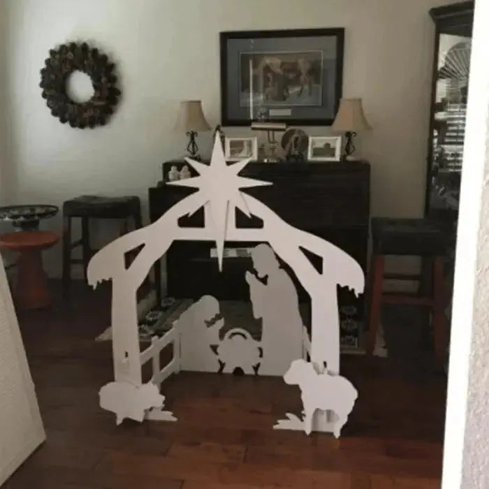Outdoor Nativity Silhouette For A Serene Christmas Patio