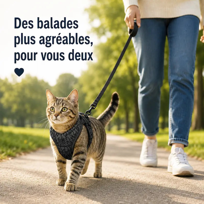 Arnés para gato sin tirones para paseos seguros
