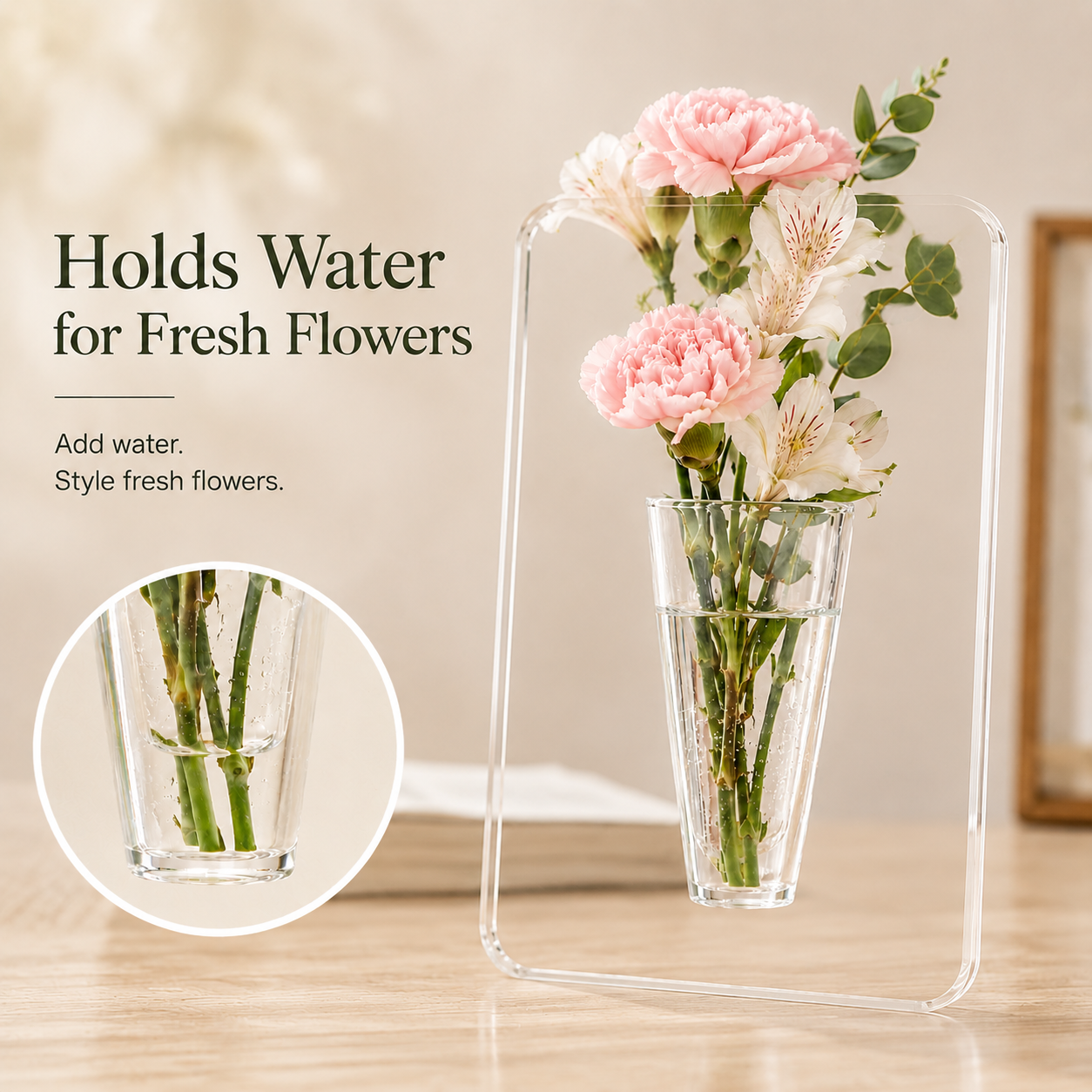 Vaso Portafoto in Acrilico per Fiori Personali